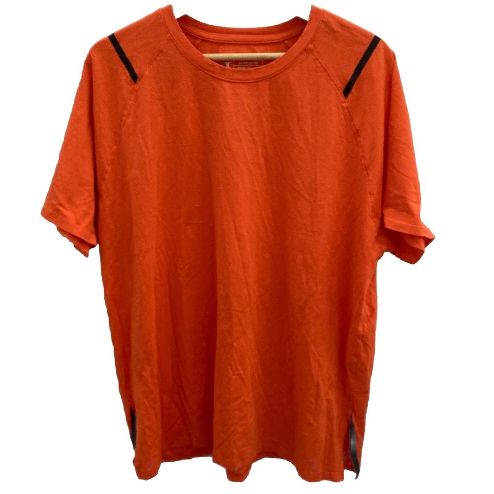 Titin Force Short Sleeve Stretch Cotton T Shirt Mens XL Orange Gym Workout Tee